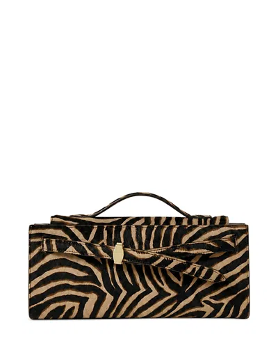 Veronica Beard Ziger Calf Hair Top Handle Clutch In Black