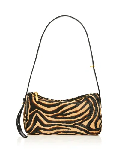 Veronica Beard Ziger Animal-print Calf Hair Shoulder Bag In Brown