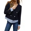 Veronica Beard Zion Jacket With Shirting In Navy In Blue