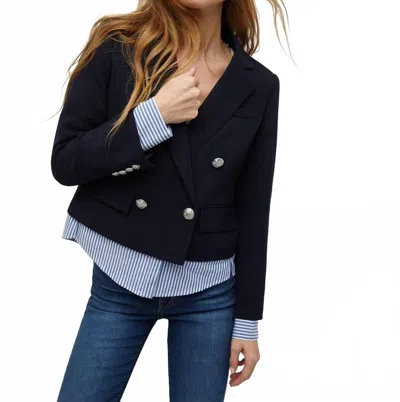 Veronica Beard Zion Jacket With Shirting In Navy