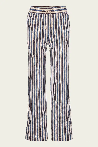 Veronica Beard Zosia Crochet Wide-leg Pant In Ecru Bluefin Multi In Black