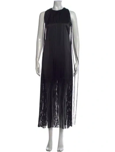 Pre-owned Veronica De Piante Crew Neck Long Dress In Black