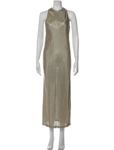 Pre-owned Veronica De Piante Crew Neck Long Dress In Neutrals