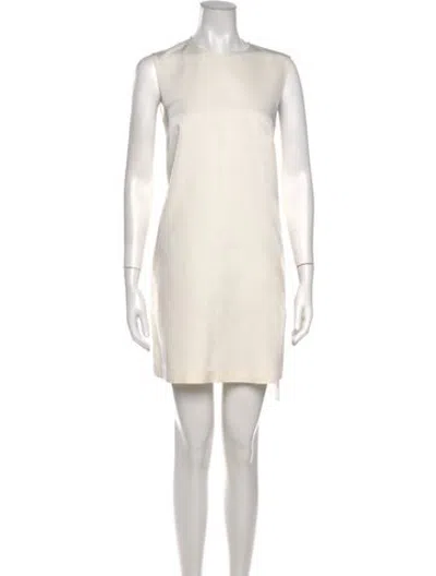 Pre-owned Veronica De Piante Crew Neck Mini Dress In Neutrals/white