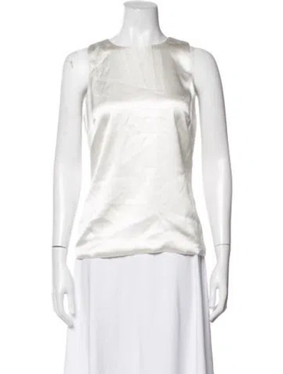 Pre-owned Veronica De Piante Crew Neck Sleeveless Top In White
