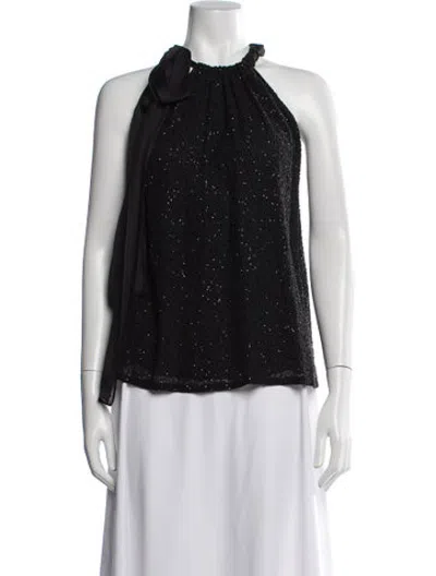 Pre-owned Veronica De Piante Graphic Print Halterneck Top W/ Tags In Black