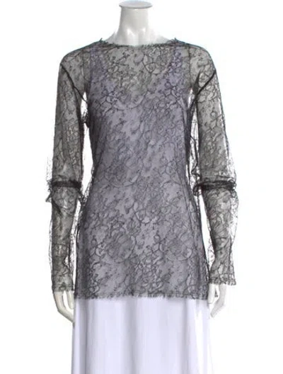 Pre-owned Veronica De Piante Lace Lace Pattern Top In Gray