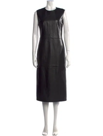 Pre-owned Veronica De Piante Leather Midi Length Dress W/ Tags In Black