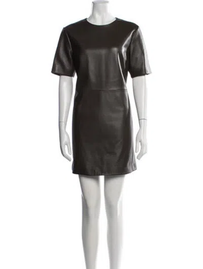 Pre-owned Veronica De Piante Leather Mini Dress W/ Tags In Brown