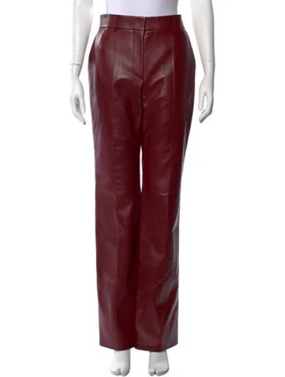 Pre-owned Veronica De Piante Leather Straight Leg Pants W/ Tags In Red