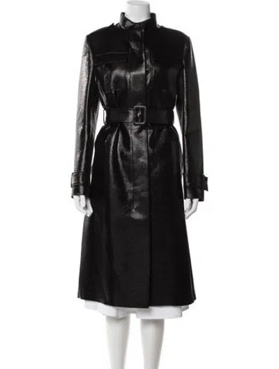 Pre-owned Veronica De Piante Leather Trench Coat W/ Tags In Black