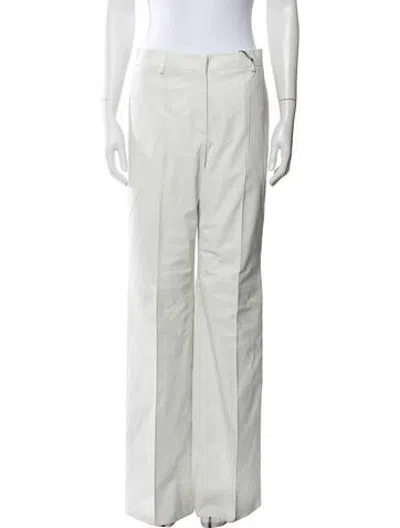 Pre-owned Veronica De Piante Leather Wide Leg Pants In Neutrals