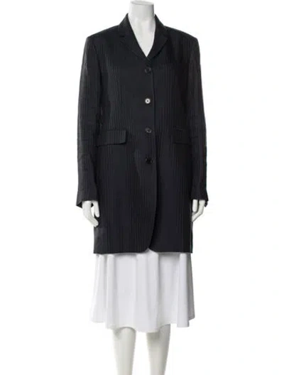 Pre-owned Veronica De Piante Linen Peacoat In Blue