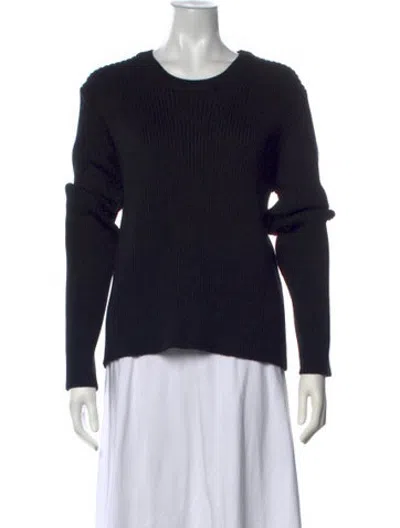 Pre-owned Veronica De Piante Merino Wool Crew Neck Sweater In Black