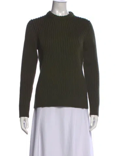 Pre-owned Veronica De Piante Merino Wool Mock Neck Sweater In Green