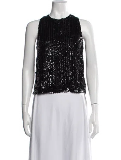 Pre-owned Veronica De Piante Patterned Crew Neck Top W/ Tags In Black
