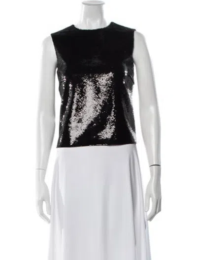 Pre-owned Veronica De Piante Patterned Crew Neck Top In White