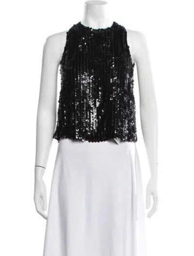 Pre-owned Veronica De Piante Sequin Graphic Print Top In Black