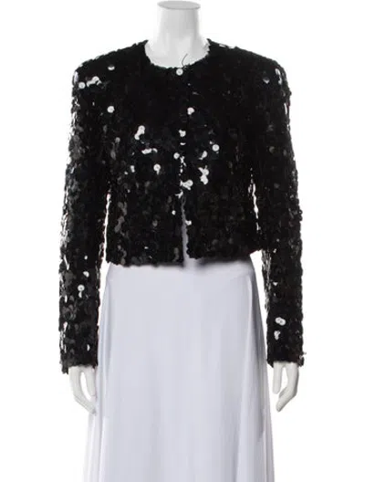 Pre-owned Veronica De Piante Sequin Patterned Evening Jacket W/ Tags In Black