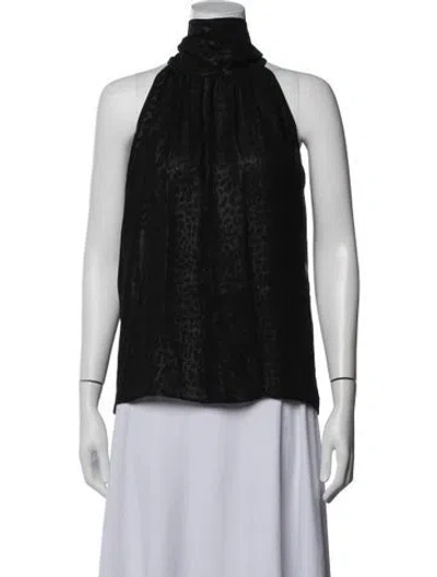 Pre-owned Veronica De Piante Silk Animal Print Top In Black