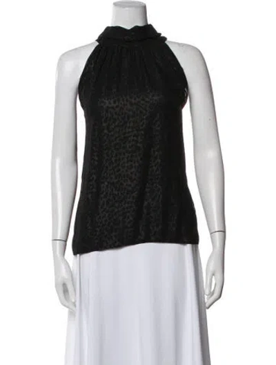 Pre-owned Veronica De Piante Silk Animal Print Top In Black