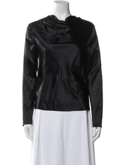 Pre-owned Veronica De Piante Silk Cowl Neck Top In Black