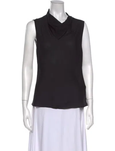 Pre-owned Veronica De Piante Silk Cowl Neck Top In Black