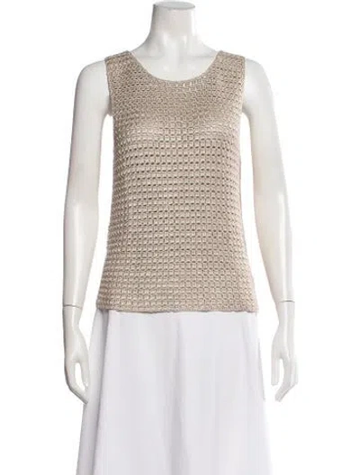 Pre-owned Veronica De Piante Silk Crew Neck Top In Neutrals