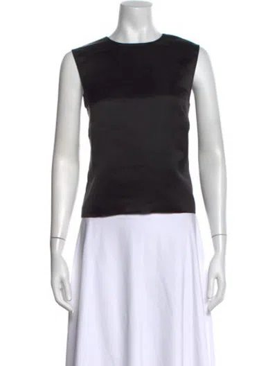 Pre-owned Veronica De Piante Silk Crew Neck Top W/ Tags In Black