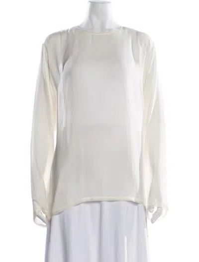 Pre-owned Veronica De Piante Silk Crew Neck Top W/ Tags In Neutrals