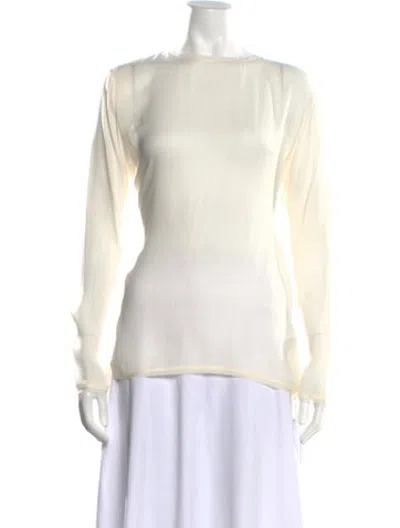 Pre-owned Veronica De Piante Silk Crew Neck Top W/ Tags In Neutrals