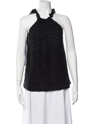 Pre-owned Veronica De Piante Silk Halterneck Top In Black
