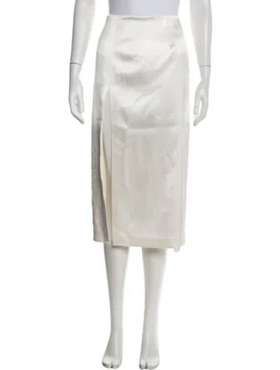 Pre-owned Veronica De Piante Silk Midi Length Skirt In Neutrals/white
