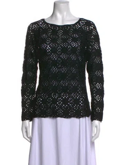 Pre-owned Veronica De Piante Silk Patterned Sweater In Black