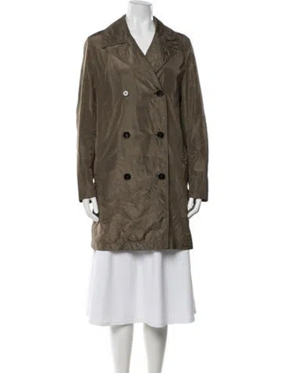 Pre-owned Veronica De Piante Silk Trench Coat In Green