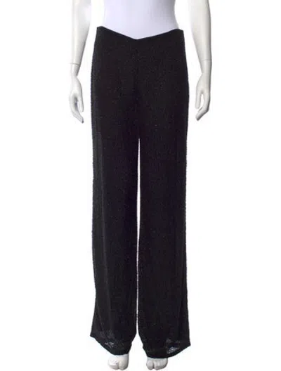 Pre-owned Veronica De Piante Silk Wide Leg Pants In Black