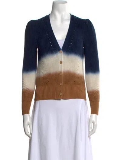 Pre-owned Veronica De Piante Tie-dye Print V-neck Sweater In Blue