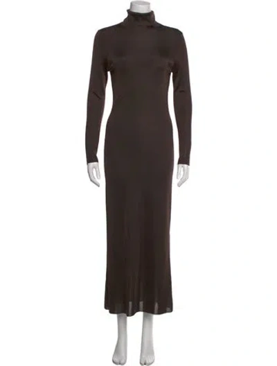Pre-owned Veronica De Piante Turtleneck Long Dress In Brown