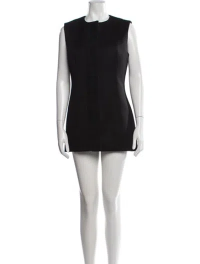 Pre-owned Veronica De Piante Virgin Wool Crew Neck Top W/ Tags In Black