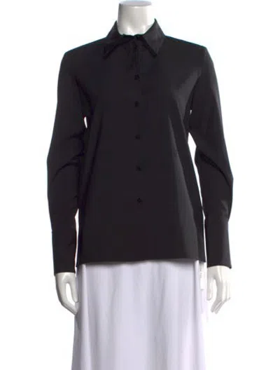 Pre-owned Veronica De Piante Virgin Wool Long Sleeve Button-up Top W/ Tags In Black
