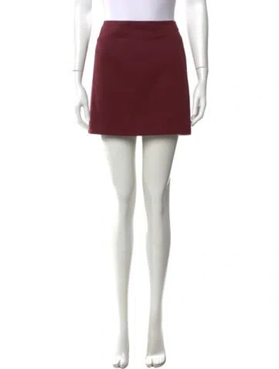 Pre-owned Veronica De Piante Virgin Wool Mini Skirt In Burgundy