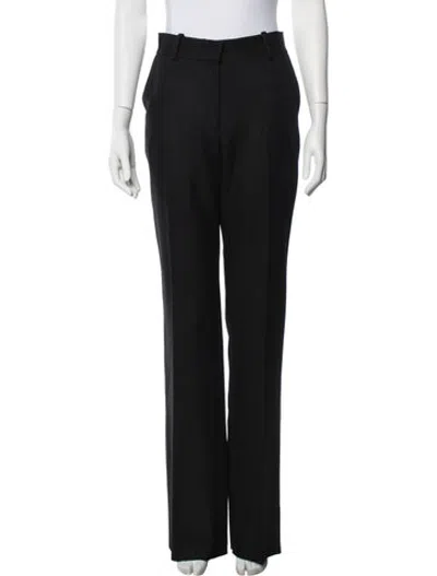 Pre-owned Veronica De Piante Virgin Wool Straight Leg Pants In Black