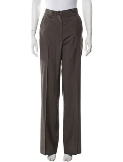 Pre-owned Veronica De Piante Virgin Wool Straight Leg Pants In Brown
