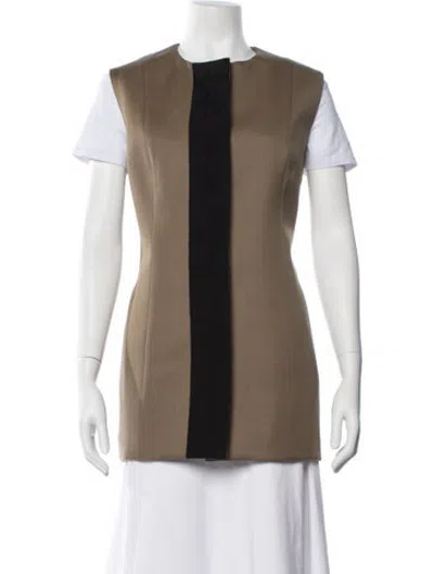 Pre-owned Veronica De Piante Virgin Wool Vest W/ Tags In Brown