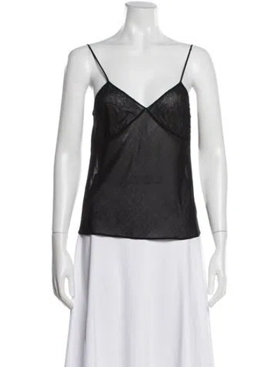 Pre-owned Veronica De Piante Virgin Wool V-neck Top In Black