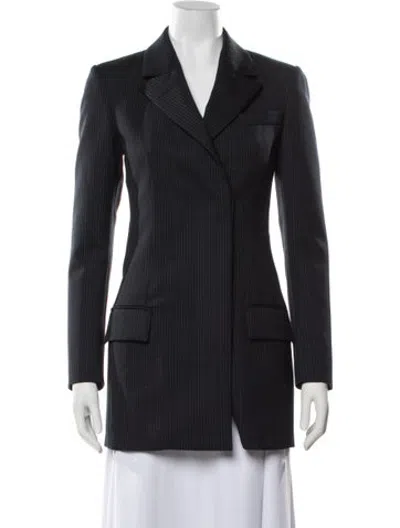 Pre-owned Veronica De Piante Wool Striped Blazer W/ Tags In Blue