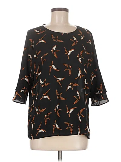 Pre-owned Veronica M 3/4 Sleeve Blouse In Black
