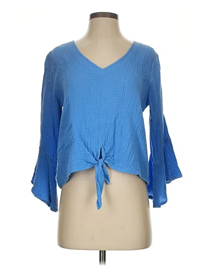 Pre-owned Veronica M 3/4 Sleeve Blouse In Blue