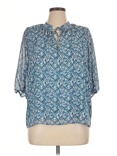 Pre-owned Veronica M 3/4 Sleeve Blouse In Blue