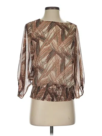 Pre-owned Veronica M 3/4 Sleeve Blouse In Brown